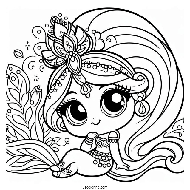 Shimmer And Shine Coloring Page Of Simple Nazboo Outline For Preschoolers