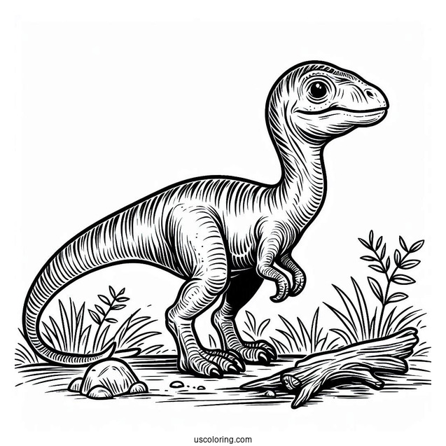 Compsognathus Dinosaur Coloring Sheet For Kids