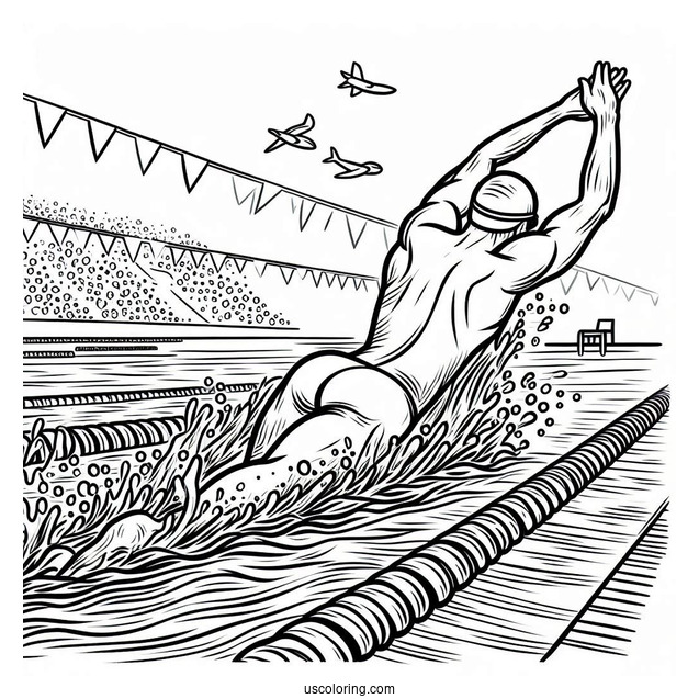 Olympics Coloring Page Of Swimmer Inside The Pool