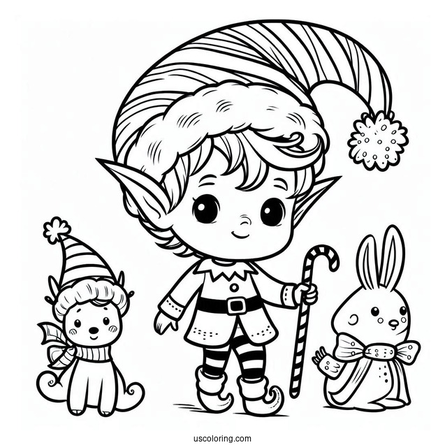 Easy To Color Elf For Toddlers