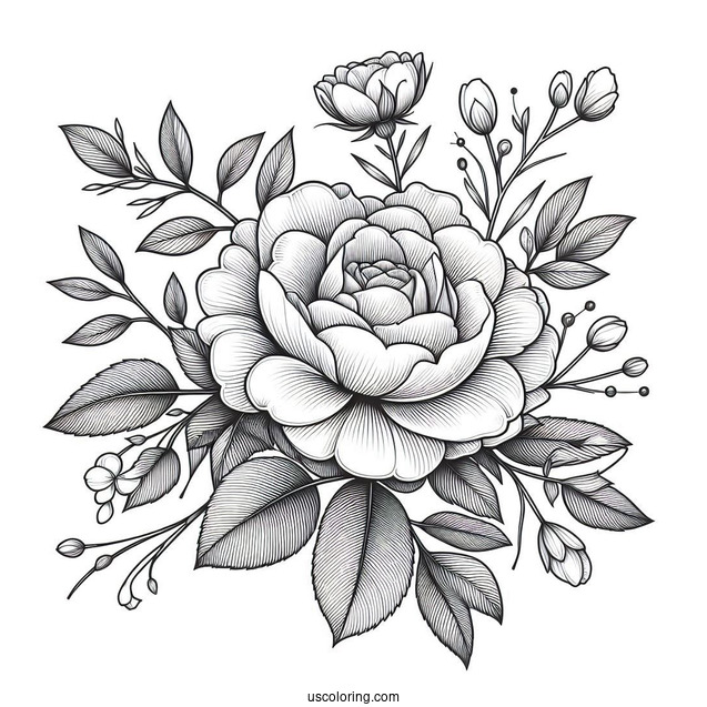 Flower Coloring Pages Of Realistic Rose