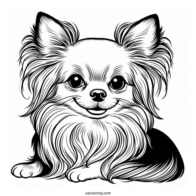Long Hair Chihuahua Coloring Page Smiling For Kids