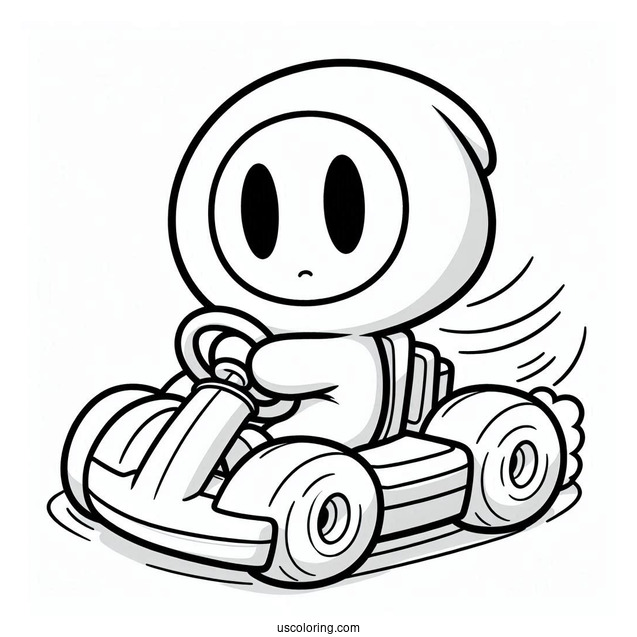 Shy Guy Coloring Page Riding Kart