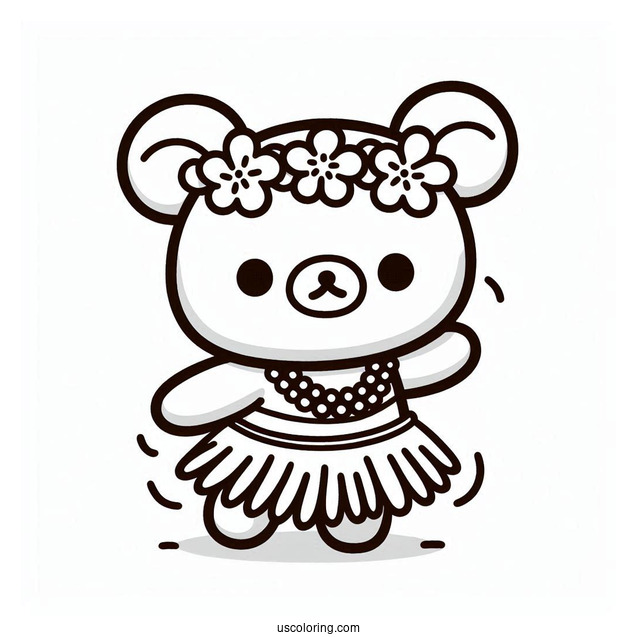 Rilakkuma Coloring Page Of Chairokoguma Hula Dancing