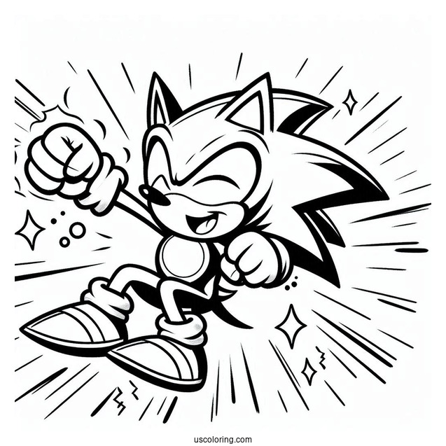 Super Sonic Coloring Page Leaping And Laughing