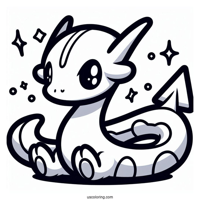 Kawaii Rayquaza Coloring Page For Kids