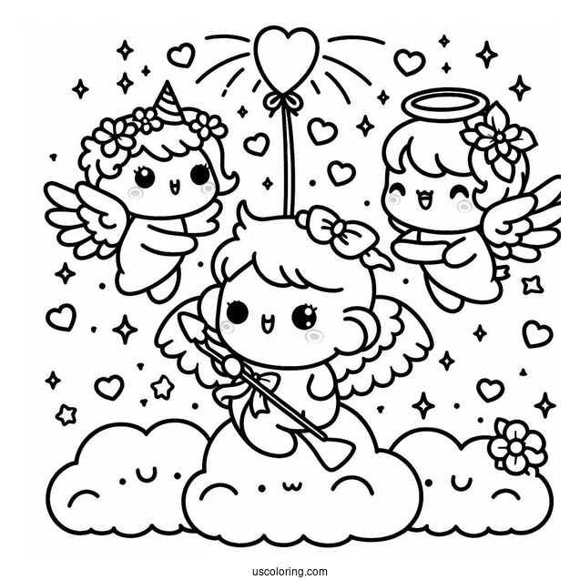 Sumikko Gurashi Coloring Page As Cupids In The Sky