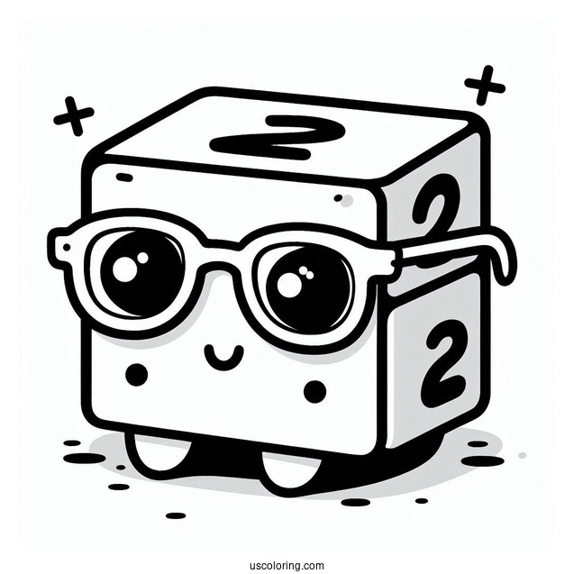 Cute Numberblocks Coloring Page 2 Wearing Eyeglasses