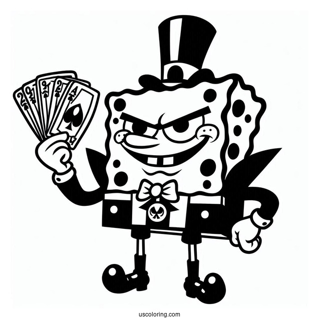 SpongeBob Coloring Page Of Evil Blackjack For Kids