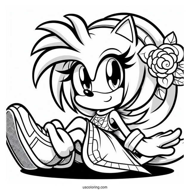 Amy Rose In Super Smash Bros Coloring Sheet