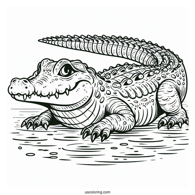 Large Nile Crocodile Coloring Sheet