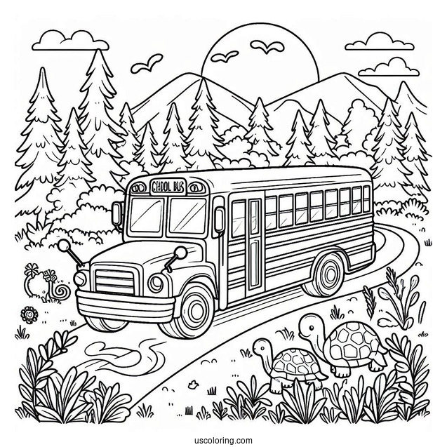 School Bus Coloring Page Field Trip to the Zoo
