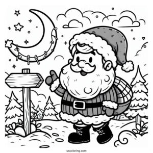 Cartoon North Pole Coloring Page Sign For Kids