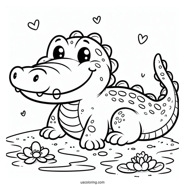 Smiling Crocodile Coloring Page