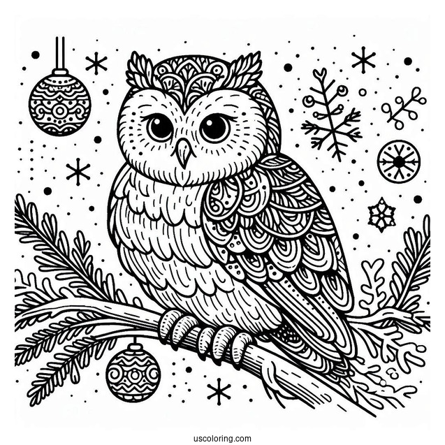 Detailed Snowy Owl To Color