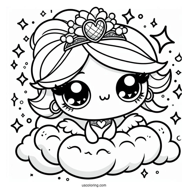 Shimmer And Shine Coloring Page Of Kawaii Shimmer On A Cloud