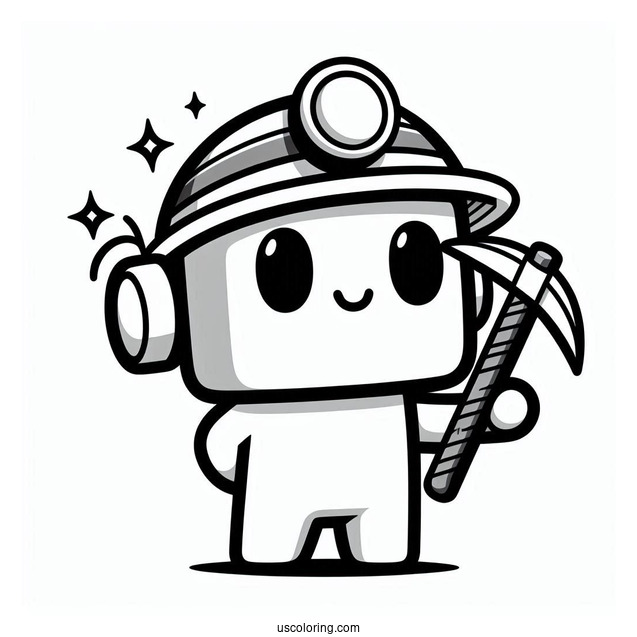 Miner Shy Guy Coloring Page Holding Pickaxe