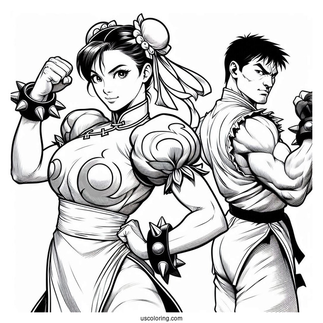 Street Fighter Coloring Page Of Pretty Chun Li For Kids