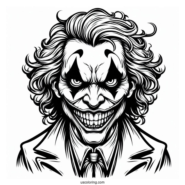 Easy Coloring Sheet Of Scary Joker