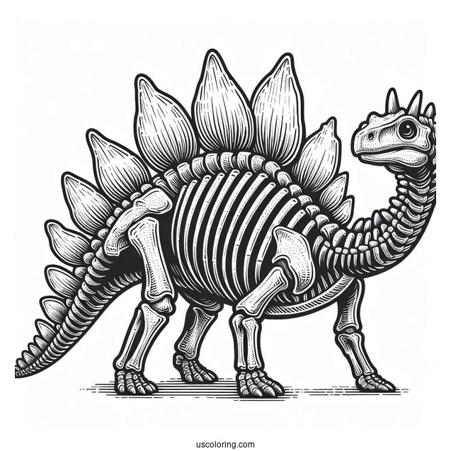 Detailed Stegosaurus Coloring Page Skeleton Side View