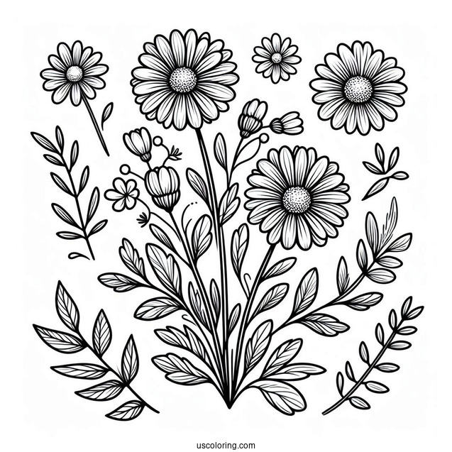 Flower Coloring Pages Of Pretty Daisies