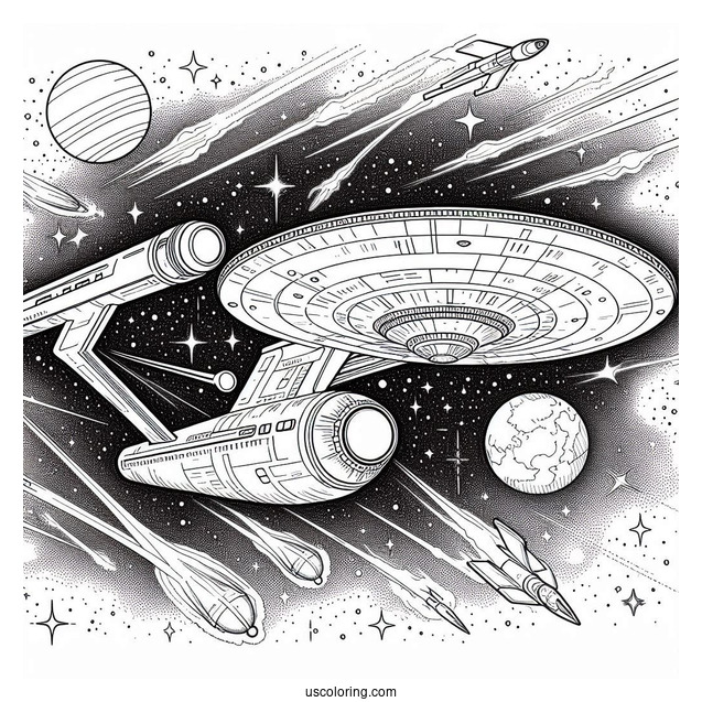 Star Trek Coloring Page Of USS Voyager