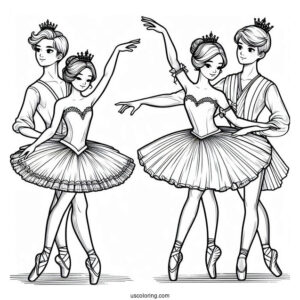 Male And Female Ballerinas To Color