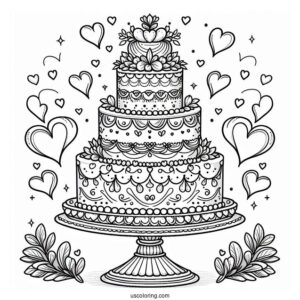Grand Tiered Cake With Hearts