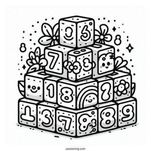 Simple 18 Numberblocks Coloring Page For Kids