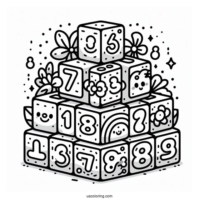 Simple 18 Numberblocks Coloring Page For Kids