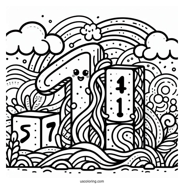 Numberblocks Coloring Page 1 to 10 Waving