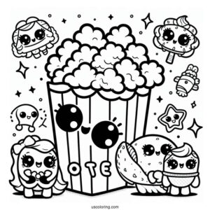 Cute Popcorn Shopkins Coloring In For Kids