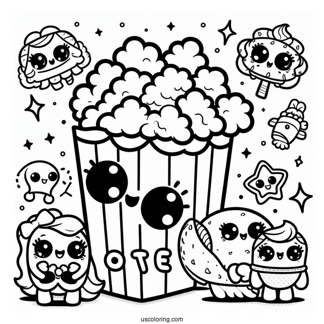 Cute Popcorn Shopkins Coloring In For Kids