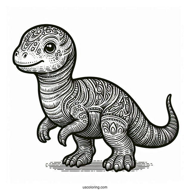 Minmi Dinosaur Coloring Page Of With Textured Skin For Kids