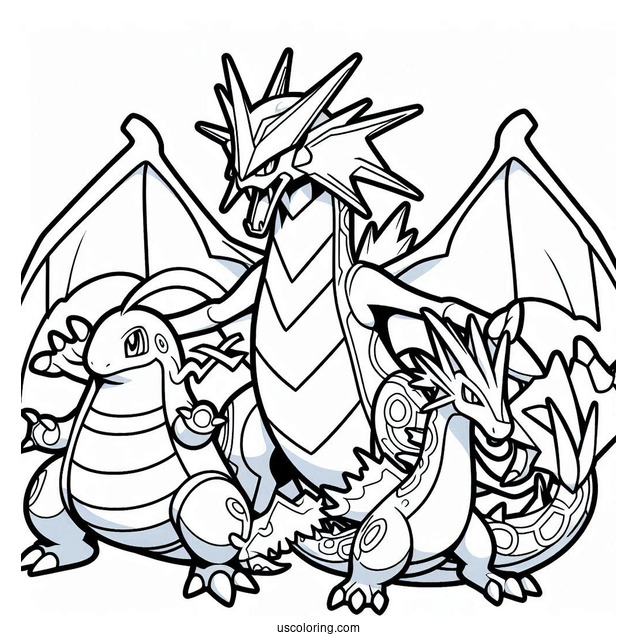 Groudon With Kyogre And Rayquaza Coloring Page