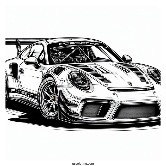 Detailed Porsche Race Car To Color