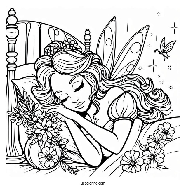 Sleeping Beauty Coloring Page Of Fairy Godmother Merryweather For Kids