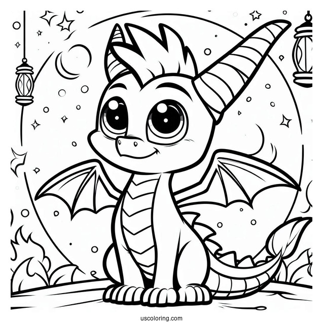 Curious Sypro Coloring Page Outline For Kids