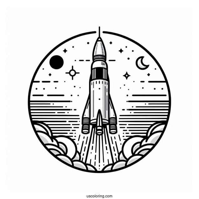 Simple Outline Of Saturn V Rocket To Color