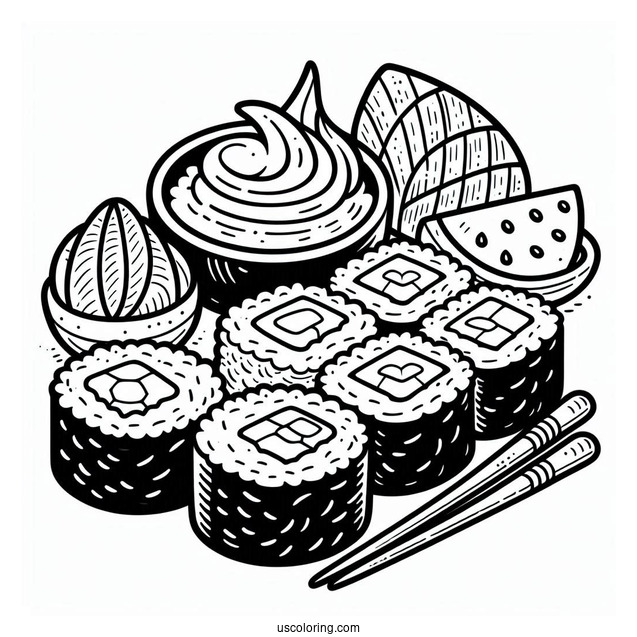 Coloring Page Of Sushi