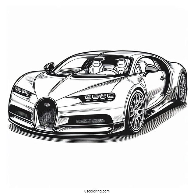 Easy Outline Of Bugatti Coloring Page Chiron For Kids