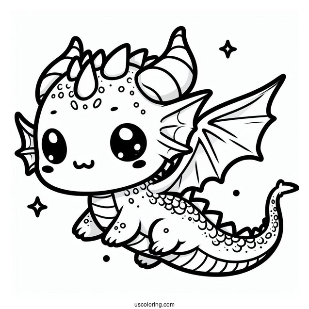 Kawaii Dragon To Color