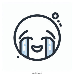Simple Face With Tears Of Joy Emoji Coloring Page For Preschoolers