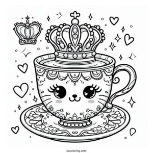 Palace Pets Coloring Page Of Detailed Teacup With Crown