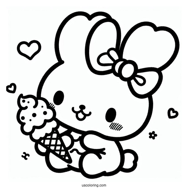 Sanrio Coloring Pages Of Pochacco Eating Ice Cream Cone