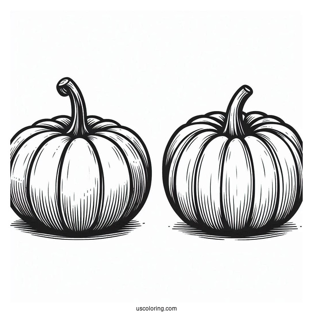 Two Different Sized Pumpkin Coloring Page