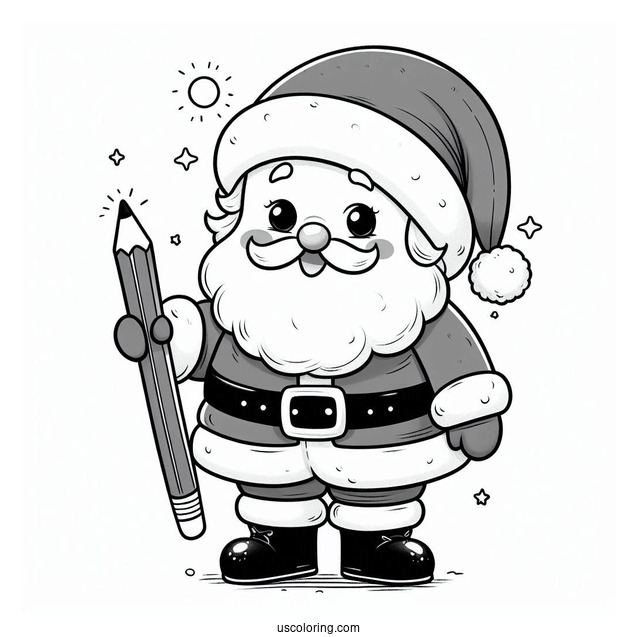 Jolly Looking Santa In Red Suits With Black Boots