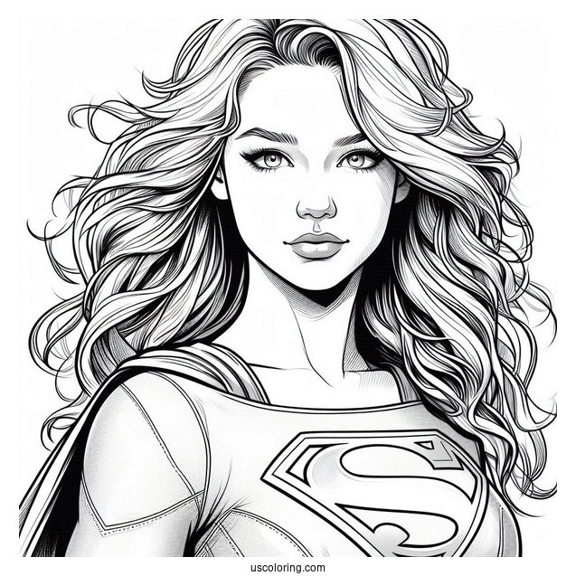 Realistic Kara Zor El Supergirl Coloring Page