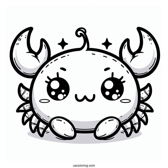 Chibi Smiling Crab Coloring Page For Preschoolers