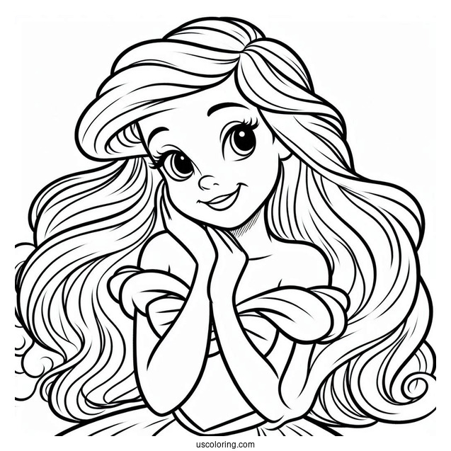 Easy Coloring Page Of Ariel For Kids
